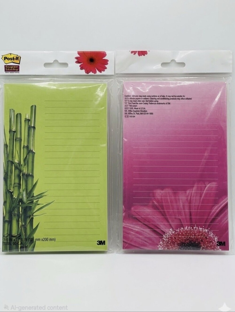 🔹️NIB Post-it Bamboo & Floral Motif Lined Large Sticky Notes 90 Count
